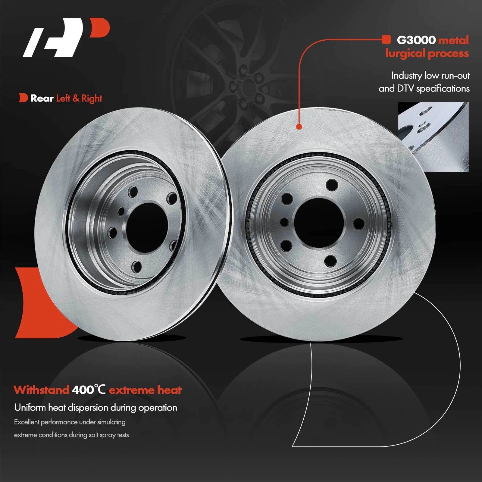 Rear Disc Brake Rotors & Ceramic Pads for BMW 340i xDrive (2016–2018)