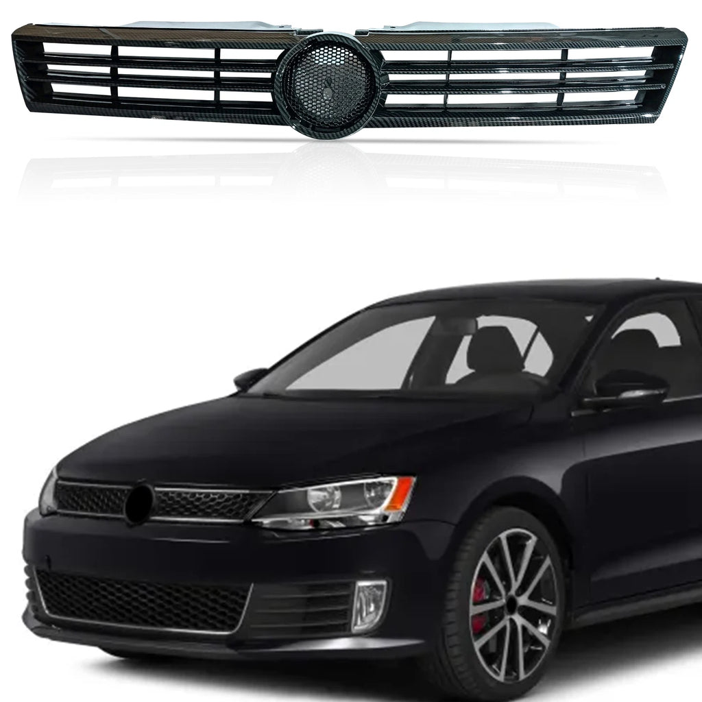Front Upper Grille for VW Jetta (2011–2014) - Black Carbon Fiber Print