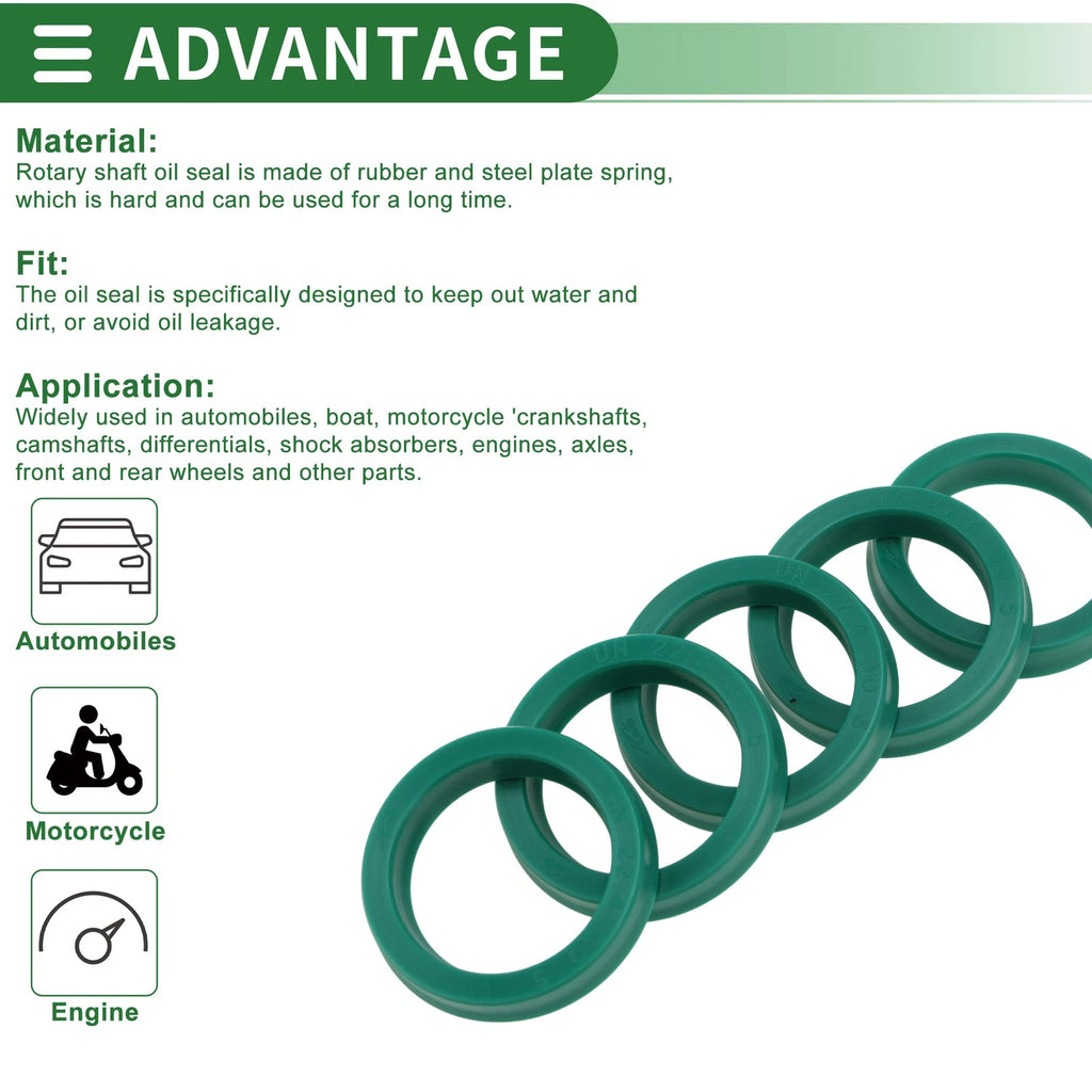 Set of 5 Oil Seal Rotary Shaft Seal TPU 22.4x30x5mm High Pressure