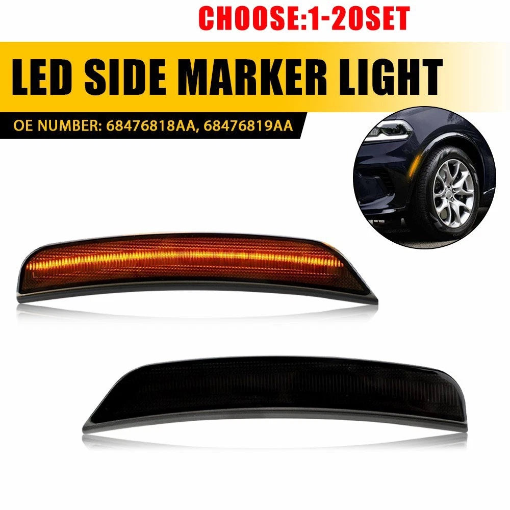 Set of 2 Smoked Amber LED Front Fender Side Marker Lights for Dodge Durango (2021–2025)