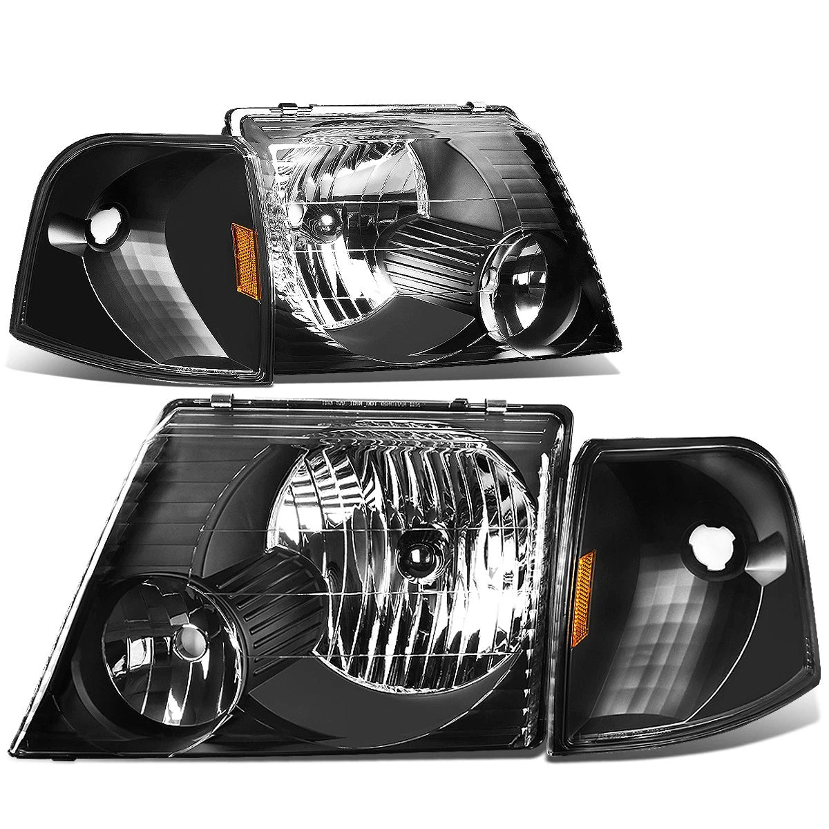 Pair of Black Housing Amber Corner Headlights for Ford Explorer (2002–2005)