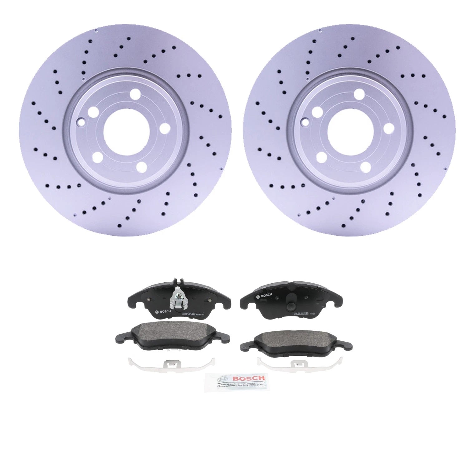 Hella Front Rotors & Bosch QuietCast Disc Brake Pads Kit for W218 CLS400 (2012–2018)
