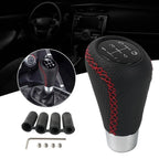 5 Speed Manual Gear Shift Knob Lever for Universal Fit (Black Leather)