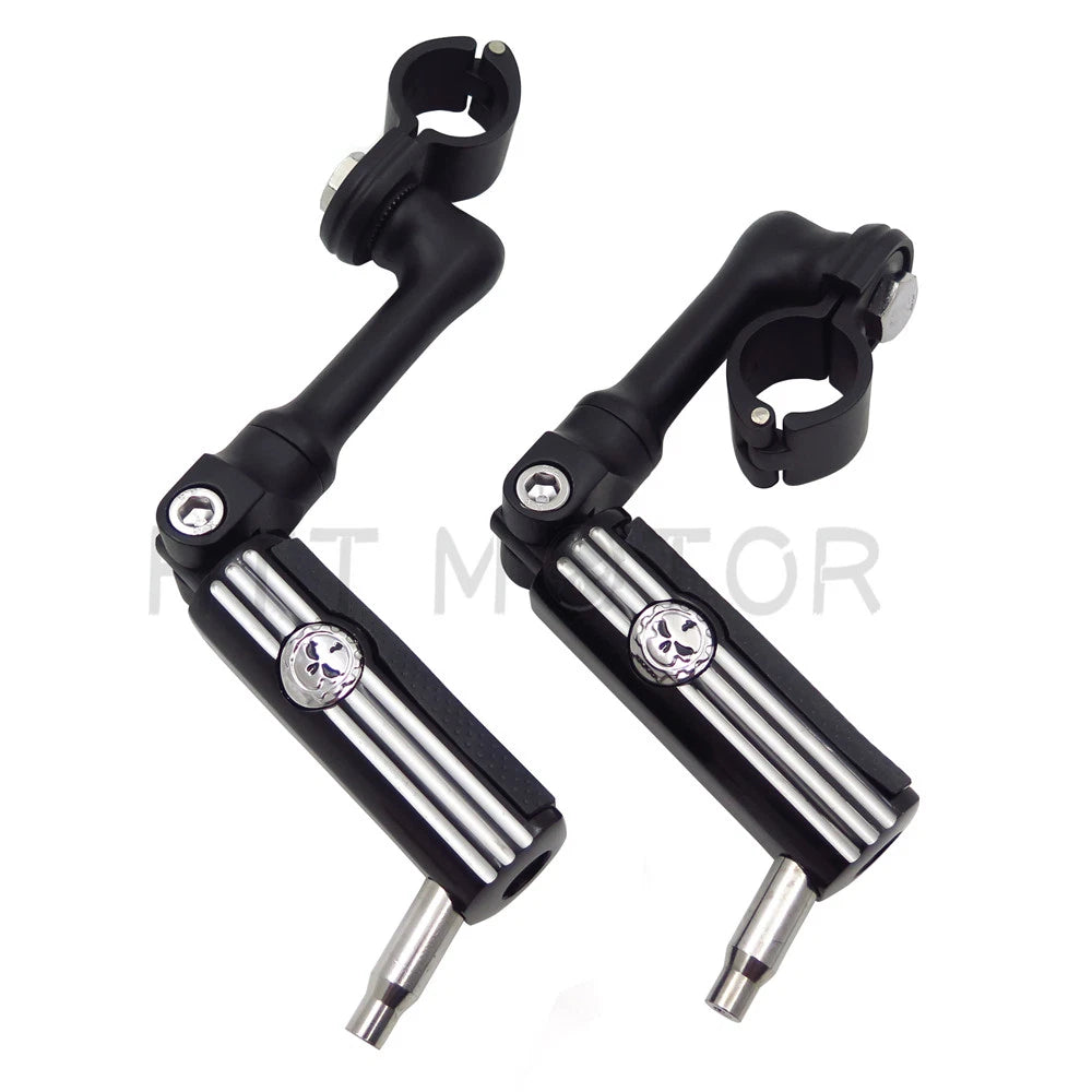 Gear Skull 1" 25mm Footpeg Mounting Kit for Motorcycle (Chrome, Black)