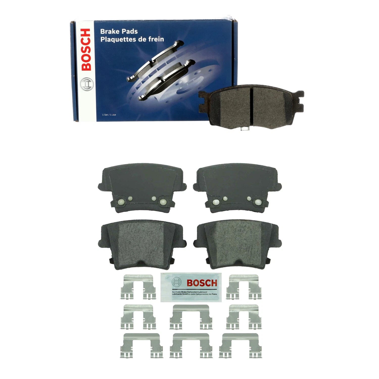 Set of 4 Bosch Blue Ceramic Disc Brake Pads for Hyundai Accent, Kia Rio