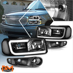 LED DRL Headlight Set for Yukon XL/Sierra Denali (2000–2006) w/ Bumper Lamps
