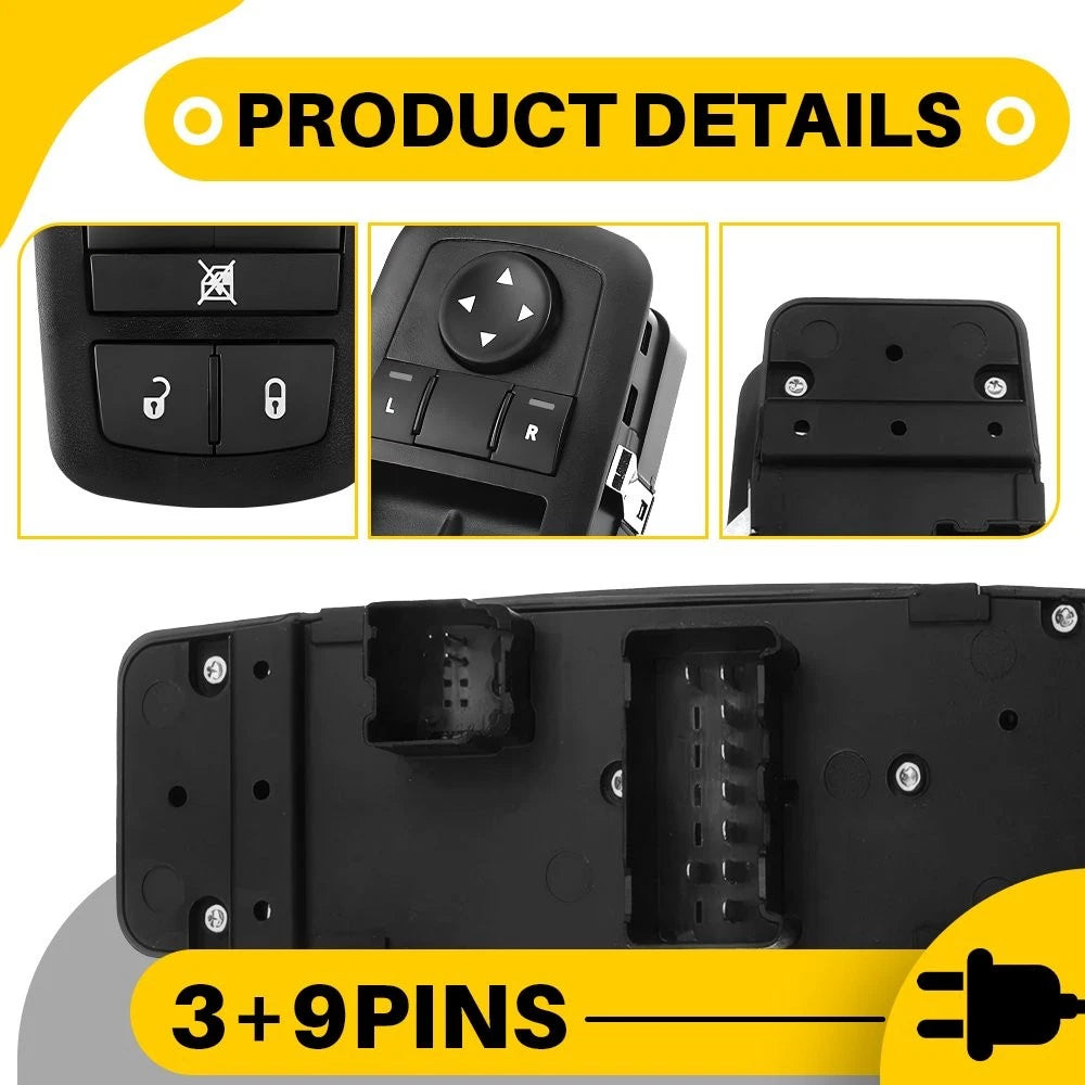 Window Switch for Jeep Cherokee (2014–2017) Front Driver Side