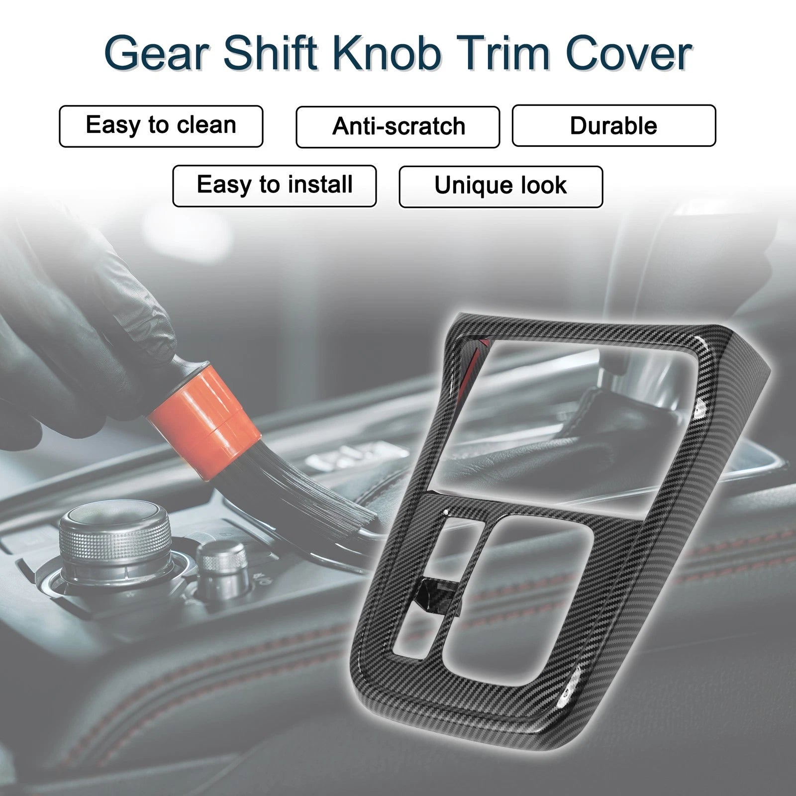 ABS Gear Shift Knob Cover Sticker for Honda CR-V (2023–2024) Carbon Fiber Black