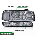 Smoke Chrome LED DRL Headlights and Bumper Lamps for GMC Sierra Yukon (1999–2007)