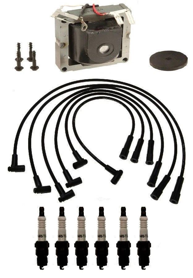 Ignition Wires & Spark Plugs Kit for Pontiac Chevy Buick Cadillac V6 (1 Coil, 6 Plugs)