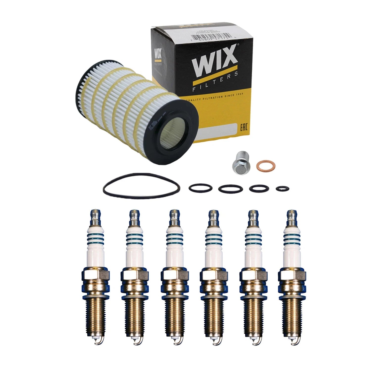 Wix Engine Oil Filter & Denso 6 Iridium Spark Plugs for W211 E350 (2003–2009)