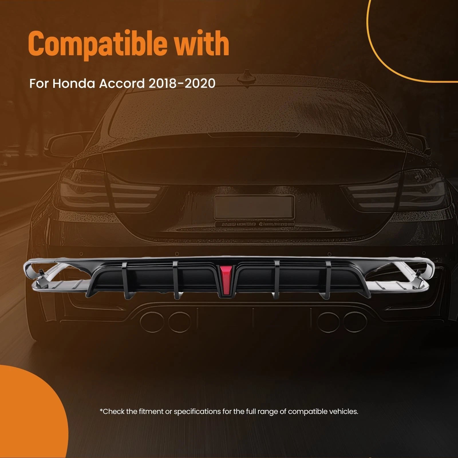 Rear Bumper Diffuser + White Corner Apron Spat for Honda Accord (2018–2022)