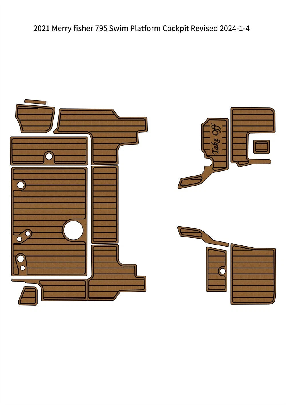 Swim Platform Cockpit Pad for Jeanneau Merry Fisher 795 (2021) - EVA Teak Flooring