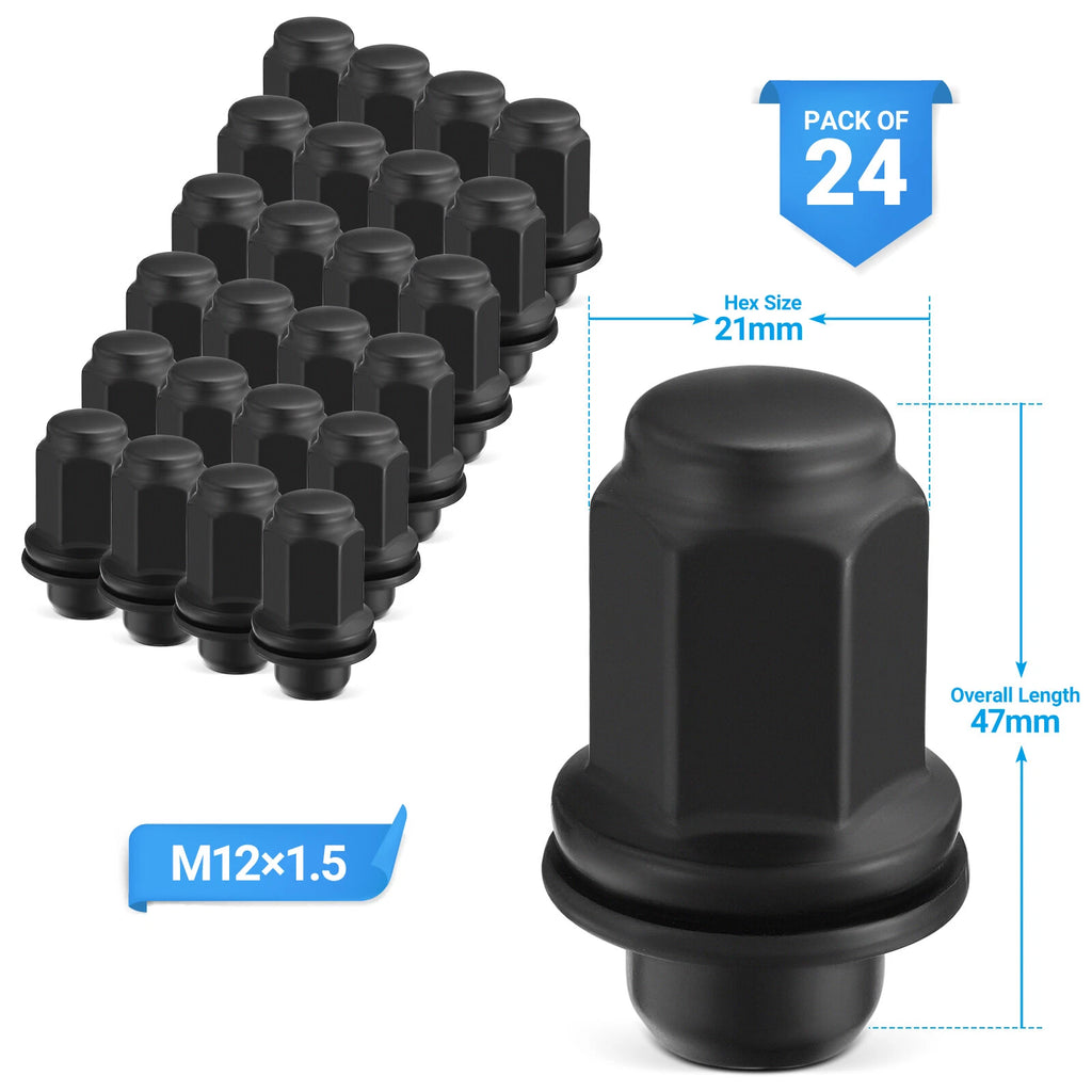Black 12x1.5 Lug Nuts for Jaguar S-Type F-Type XJ XF XK (2000–2011)