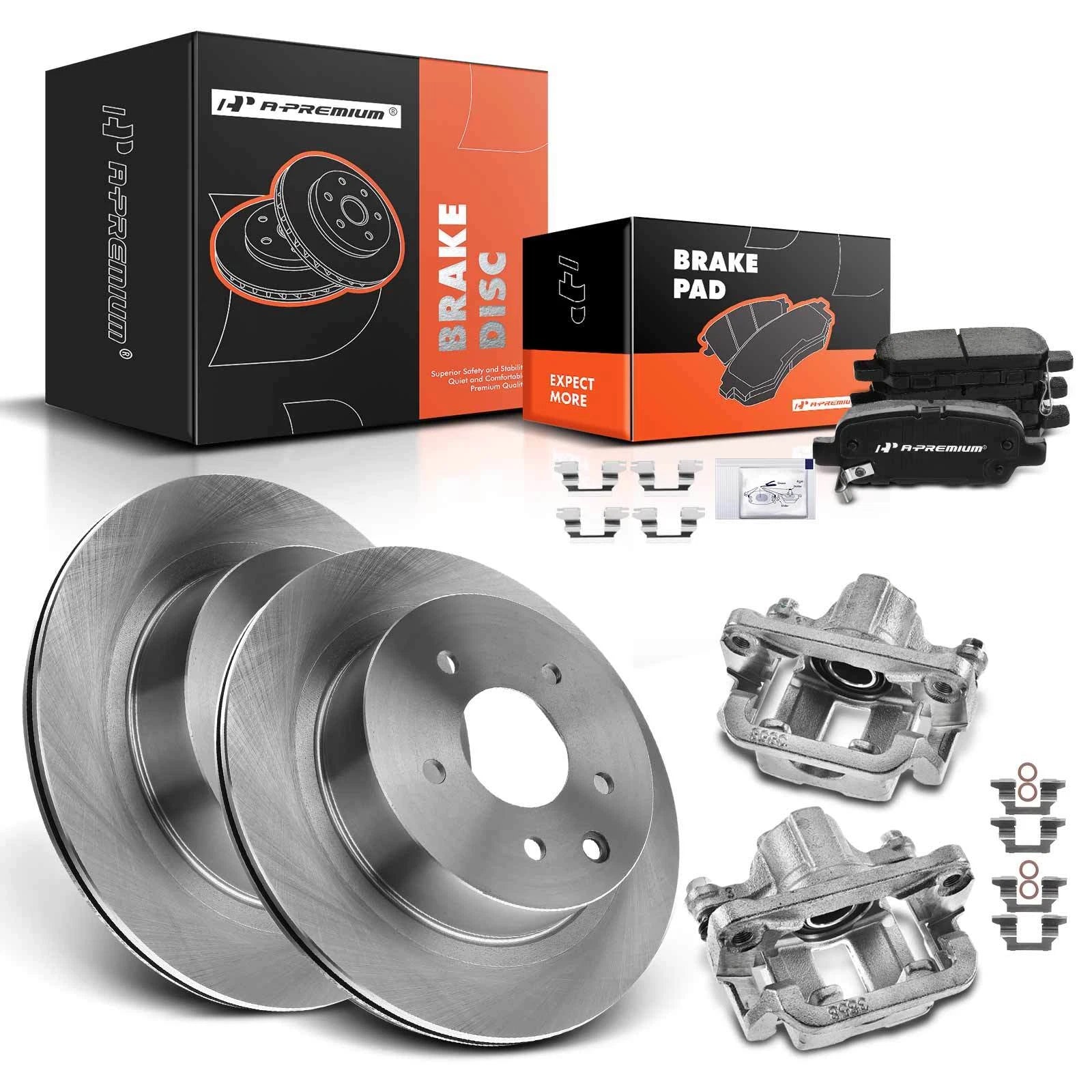 Set of 2 Rear Brake Rotors & Pads for Nissan Leaf Rogue (2010–2023)