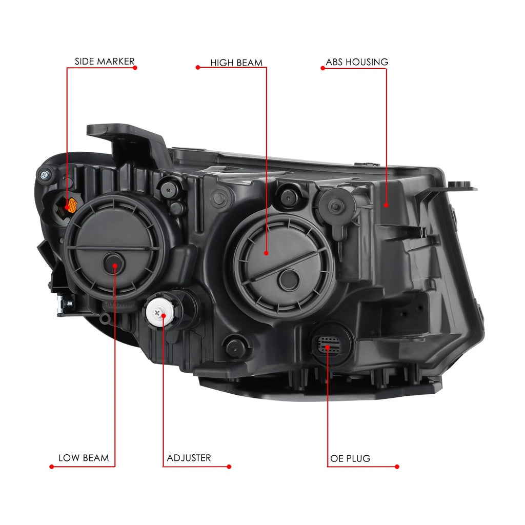 Driver Headlight for Jeep Compass (2017–2021) Black Housing Amber Corner
