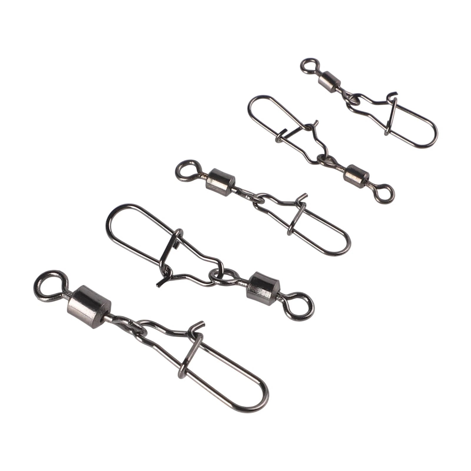 50pcs Fishing Swivels Clips Connector 4# 6# 8# 10# 12#