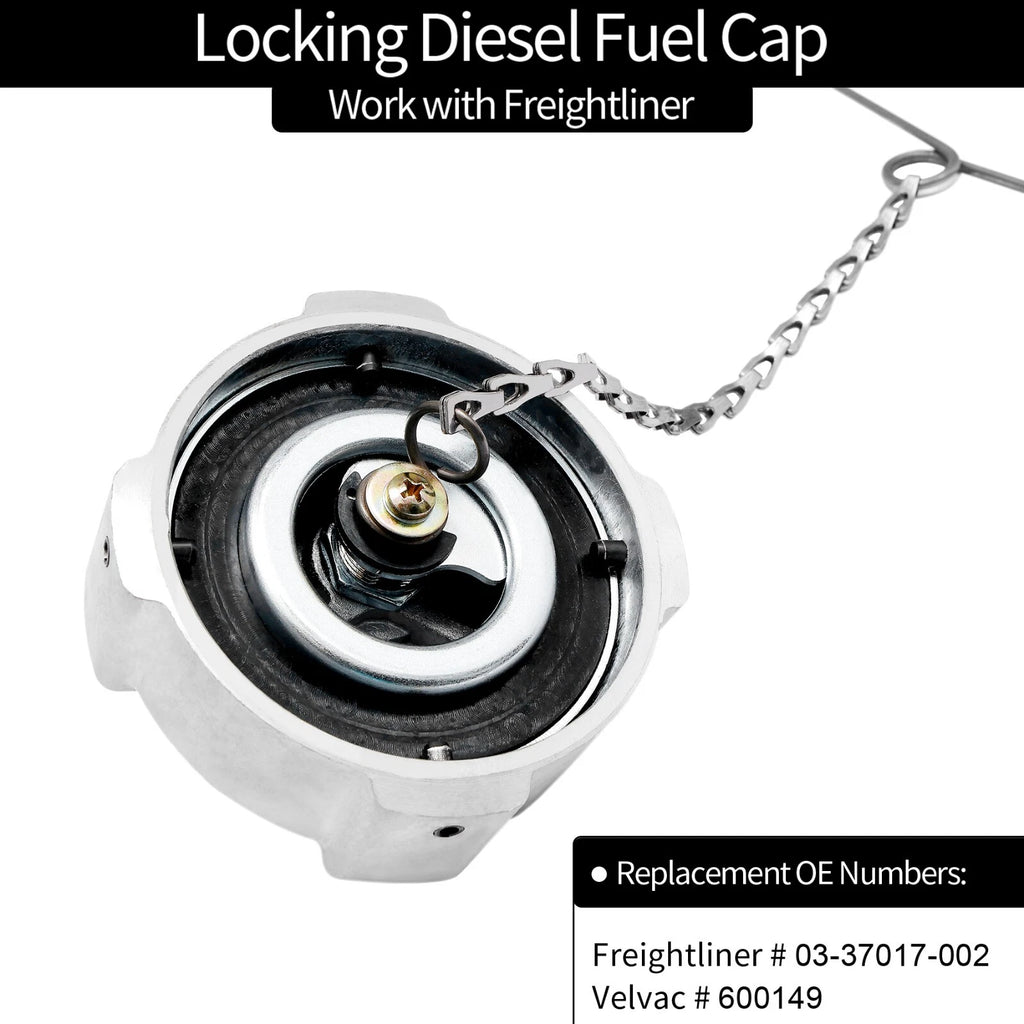 2X Locking Diesel Fuel Cap for Freightliner Cascadia Columbia (1996-2018)