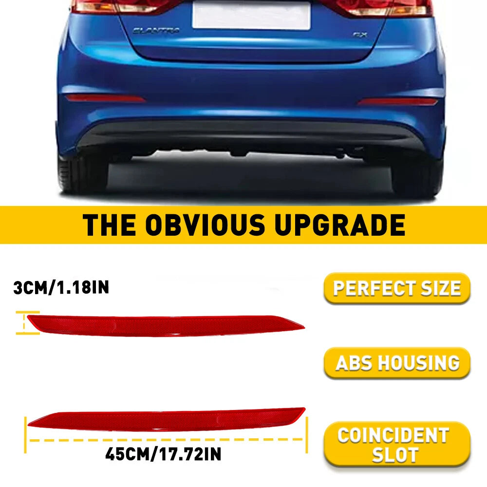 Set of 2 Rear Bumper Reflector Lights for Hyundai Elantra (2017–2018)