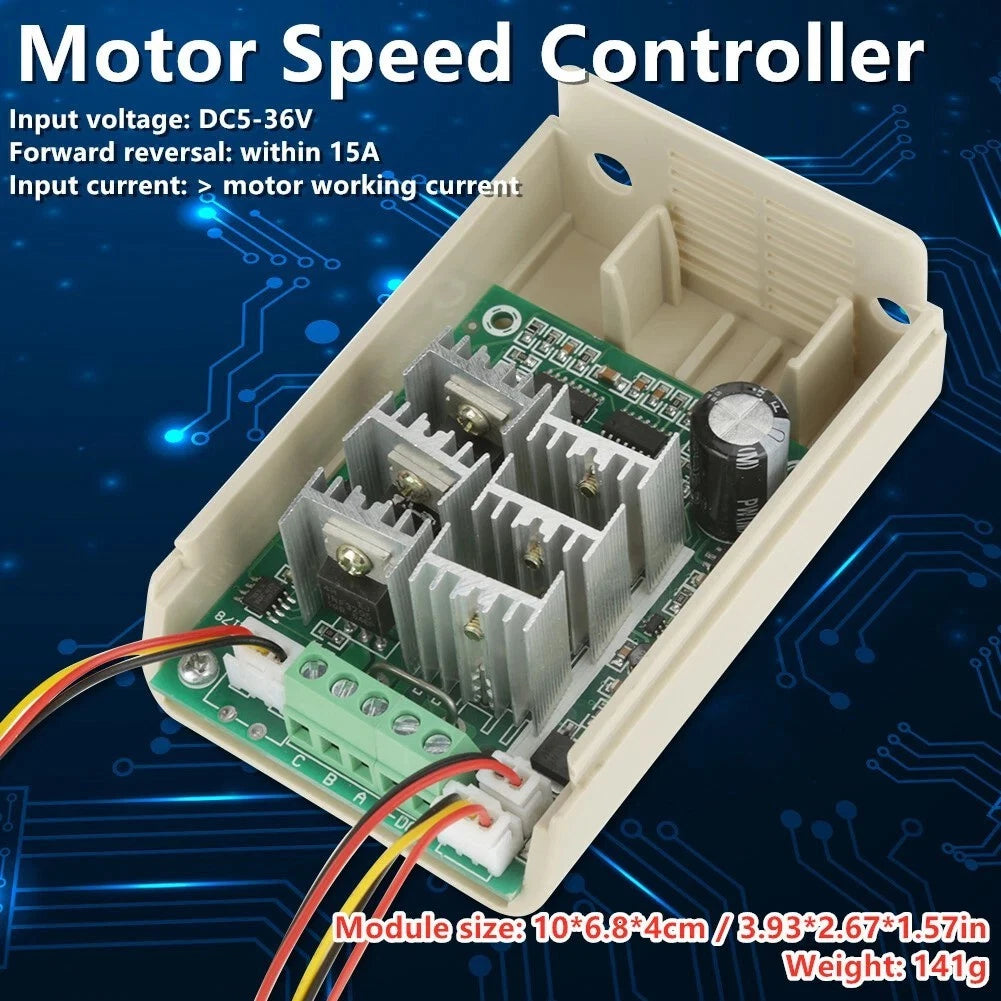 BLDC Motor Controller for Sensorless Brushless Motors (5V-36V, 15A Max)