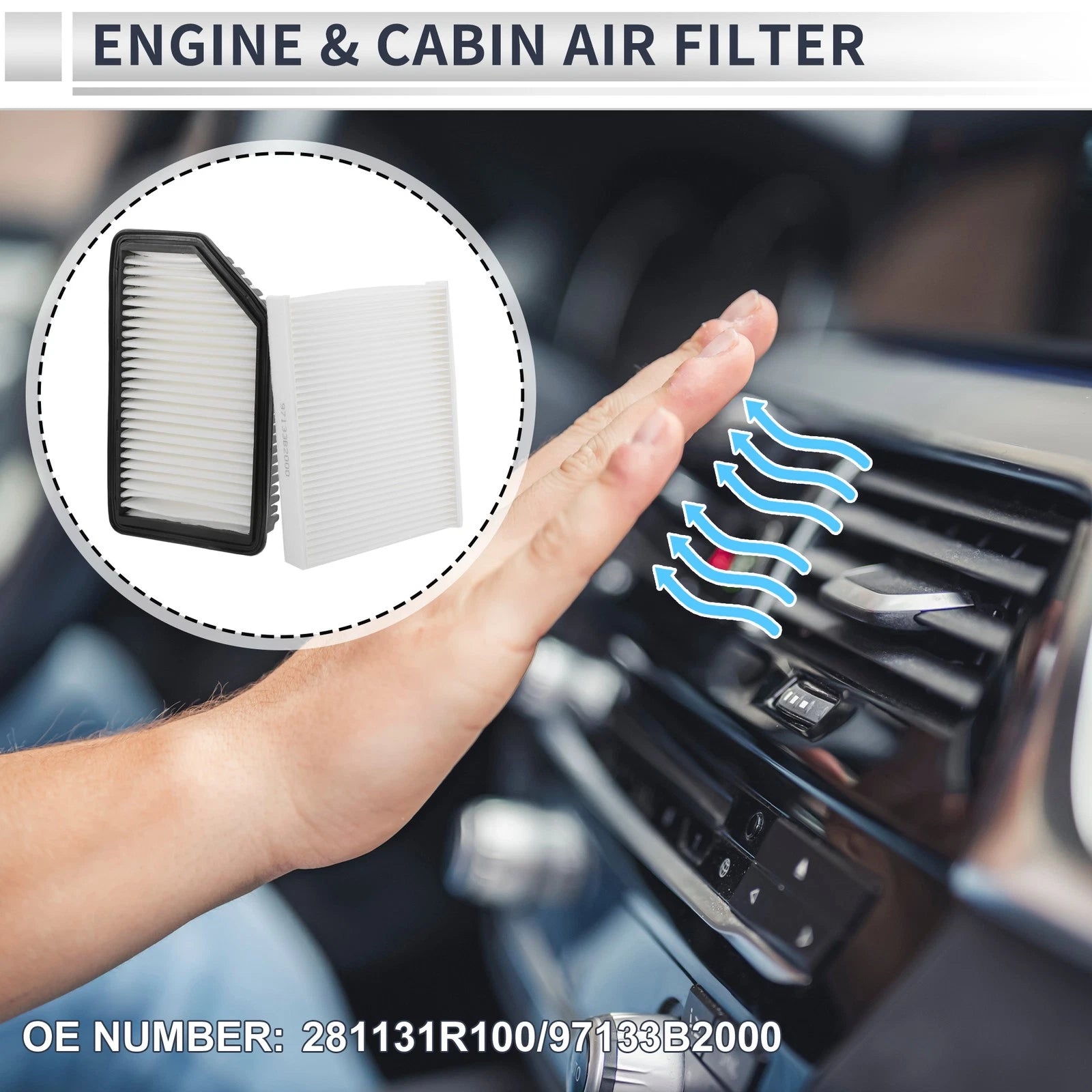 Engine Cabin Air Filter Combo No. 281131R100 for Kia Soul (2014–2019)