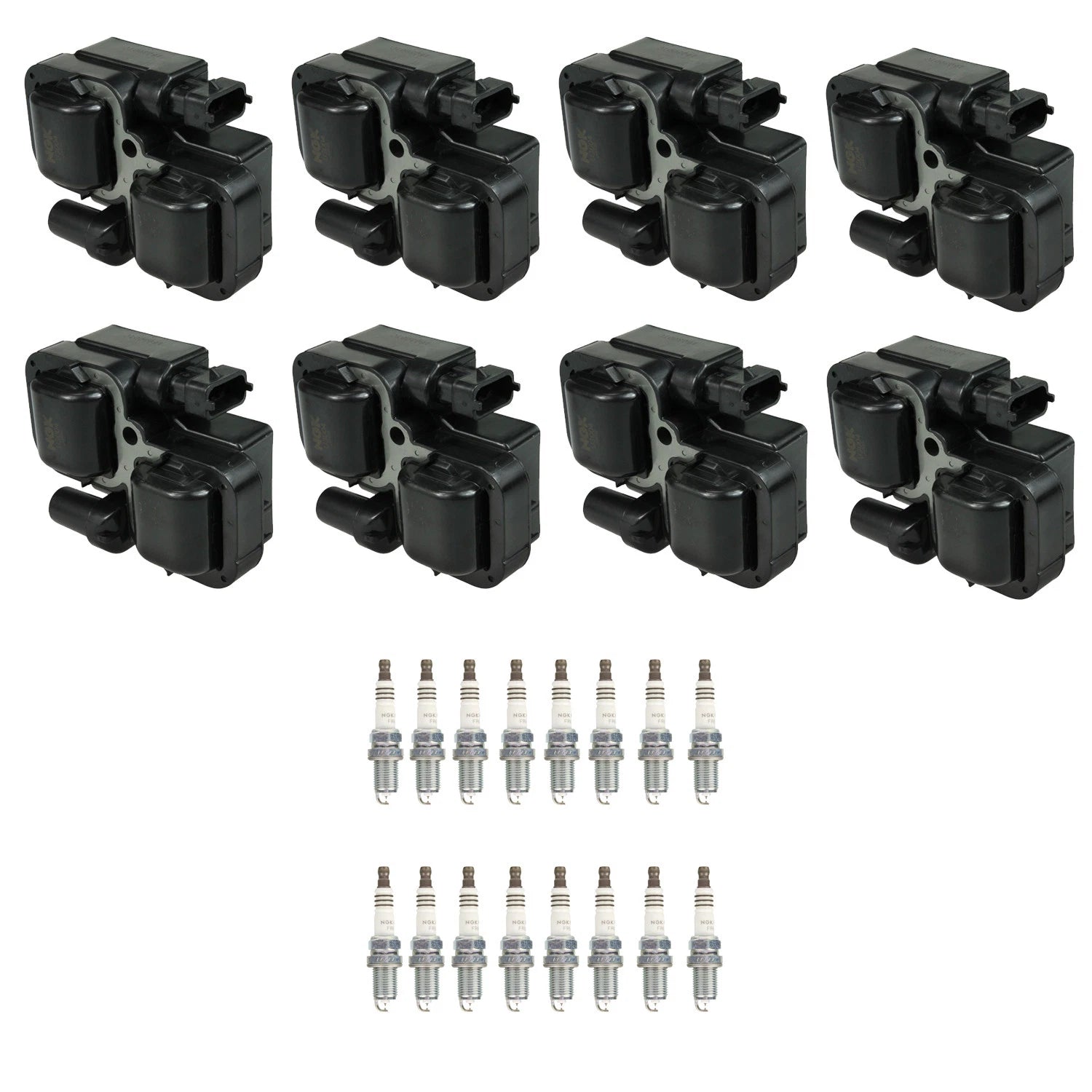 NGK 8 Ignition Coils & Ruthenium Spark Plugs for C55AMG CLK55AMG SLK55AMG (2000–2006)