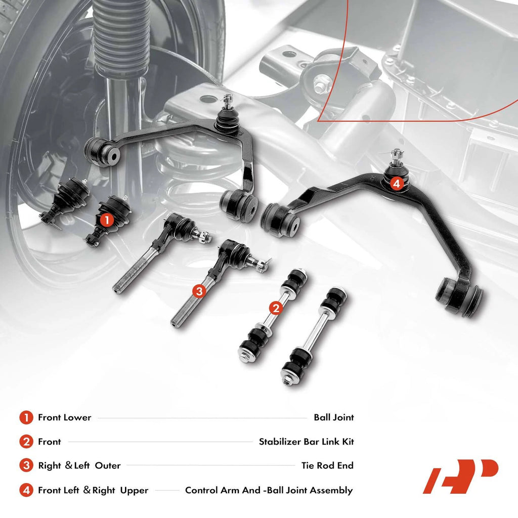 Set of 8 Front Upper Control Arms & Sway Bars for Ford F-150 (1997–2003)