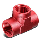 1/8" NPT Aluminum Tee Fitting Adapter for Universal Applications (Red Anodized)