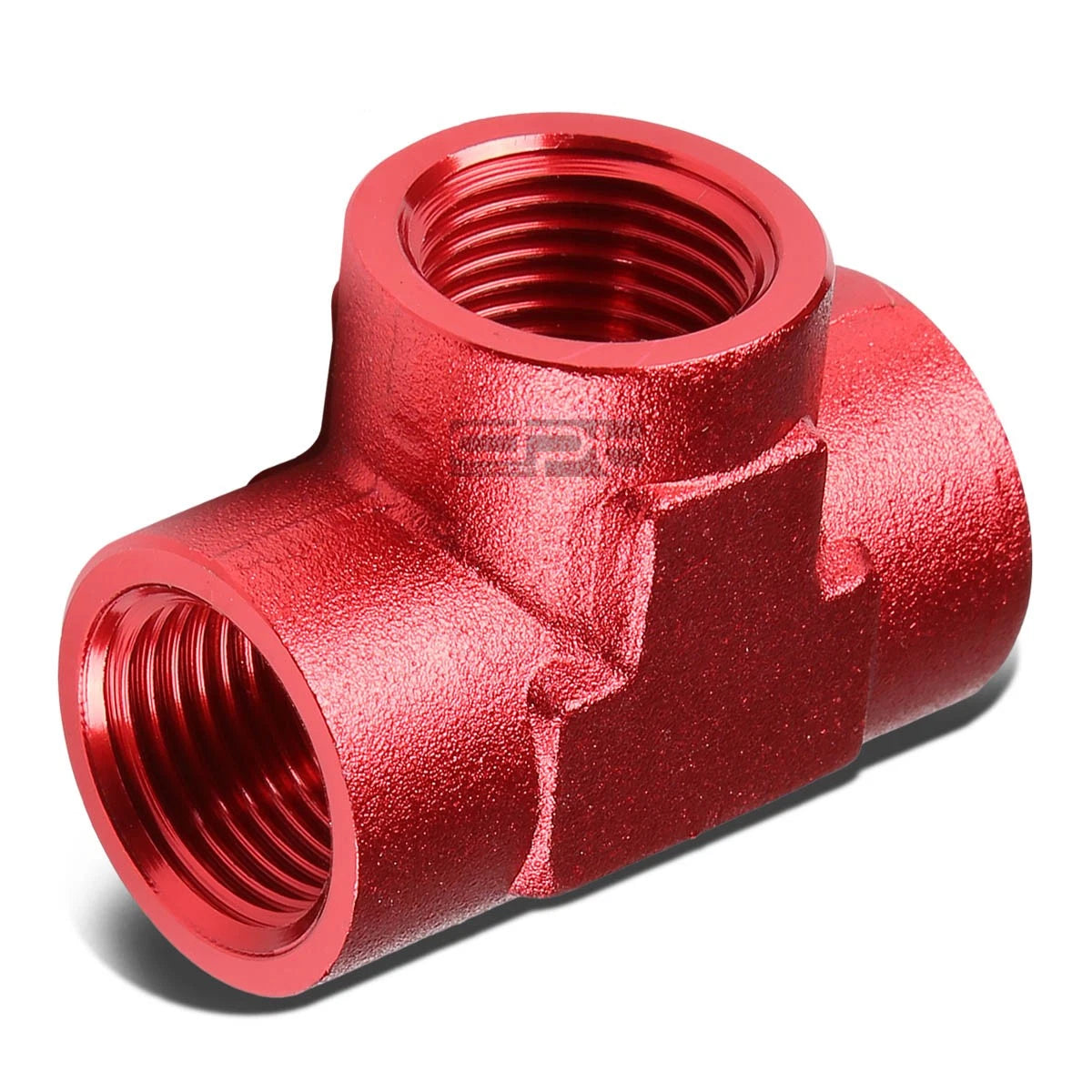 1/8" NPT Aluminum Tee Fitting Adapter for Universal Applications (Red Anodized)