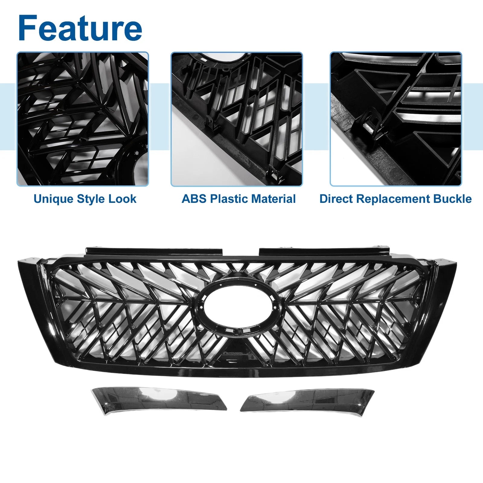 Front Upper Hood Bumper Grille for Toyota Land Cruiser Prado (2014–2017)