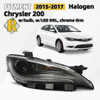 Halogen Headlight with LED DRL for Chrysler 200 (2015–2017) 8Pin Chrome Right