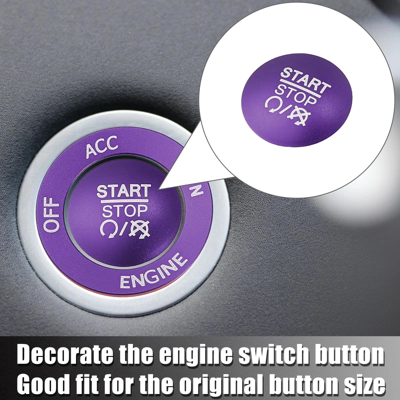 Push Start Stop Button Cover Kit for Dodge Charger Challenger (2015–2023) - Purple