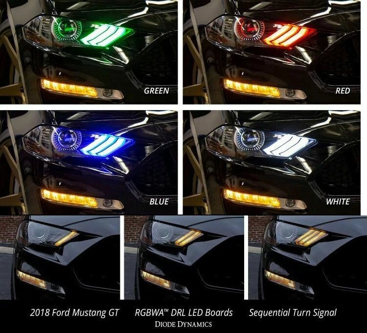 Pair LED DRL Board for Ford Mustang (2018–2020) Multi Color Bluetooth