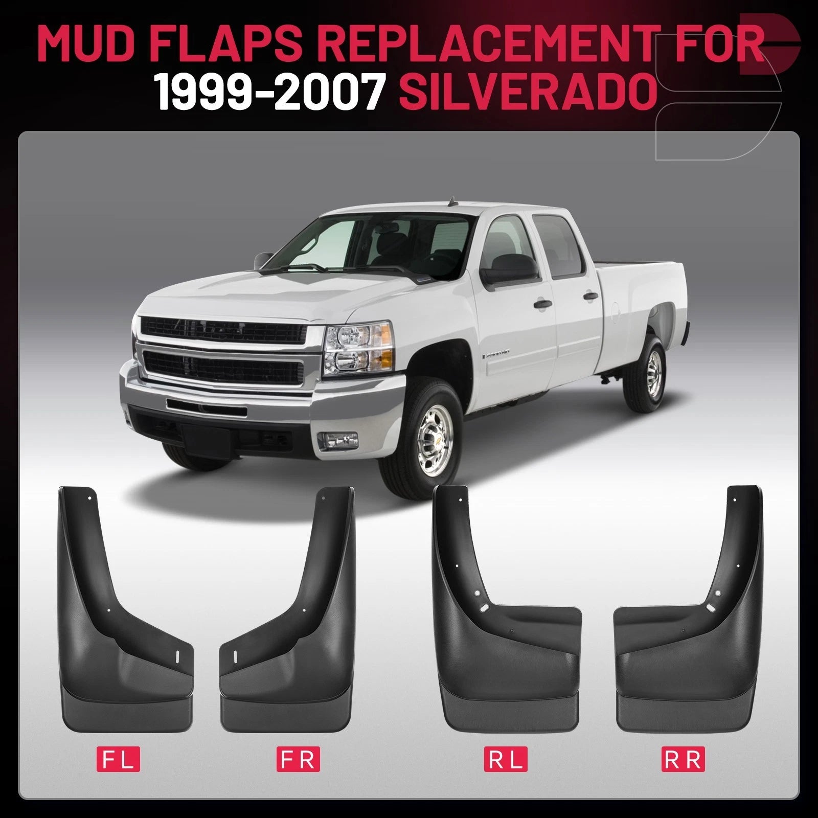 4PCS Splash Guards for Chevy Silverado & GMC Sierra (1999-2007)