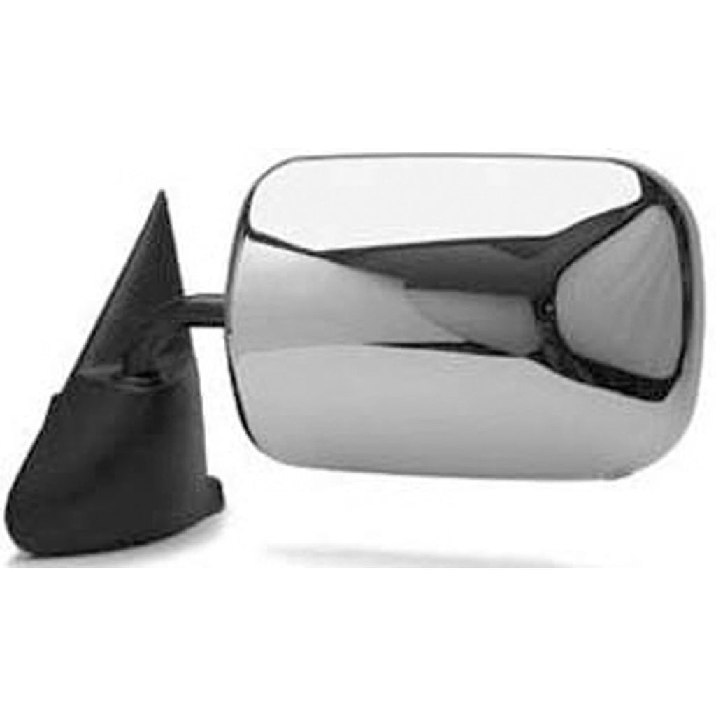 Replacement Black Chrome Driver Side Manual Door Mirror w/o Tow Package