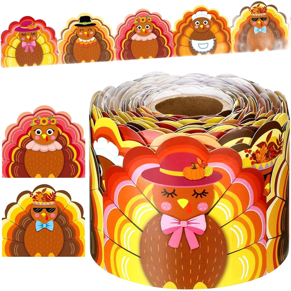 Seasonal Turkey Scalloped Border Decor for Classroom Display