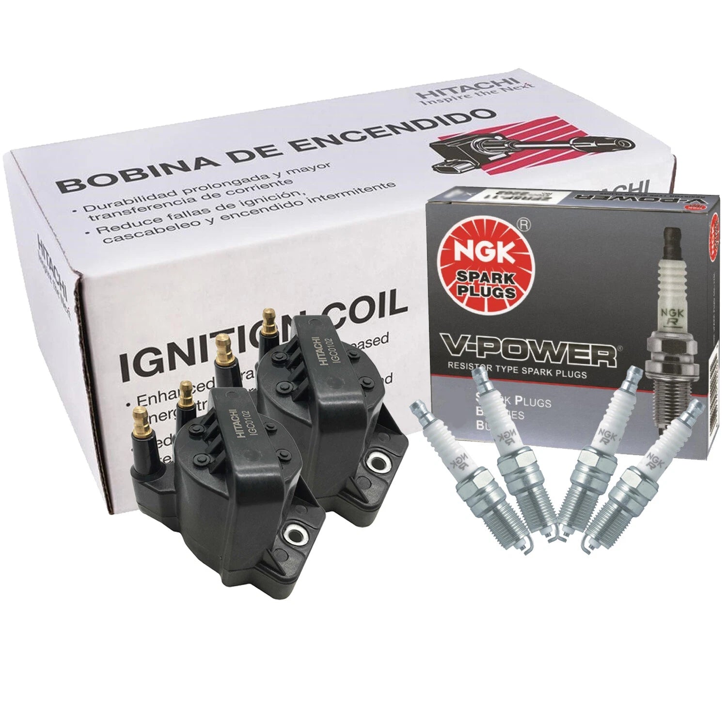 Set of 2 Ignition Coils & 4 V-Power Spark Plugs for Chevy GMC Pontiac
