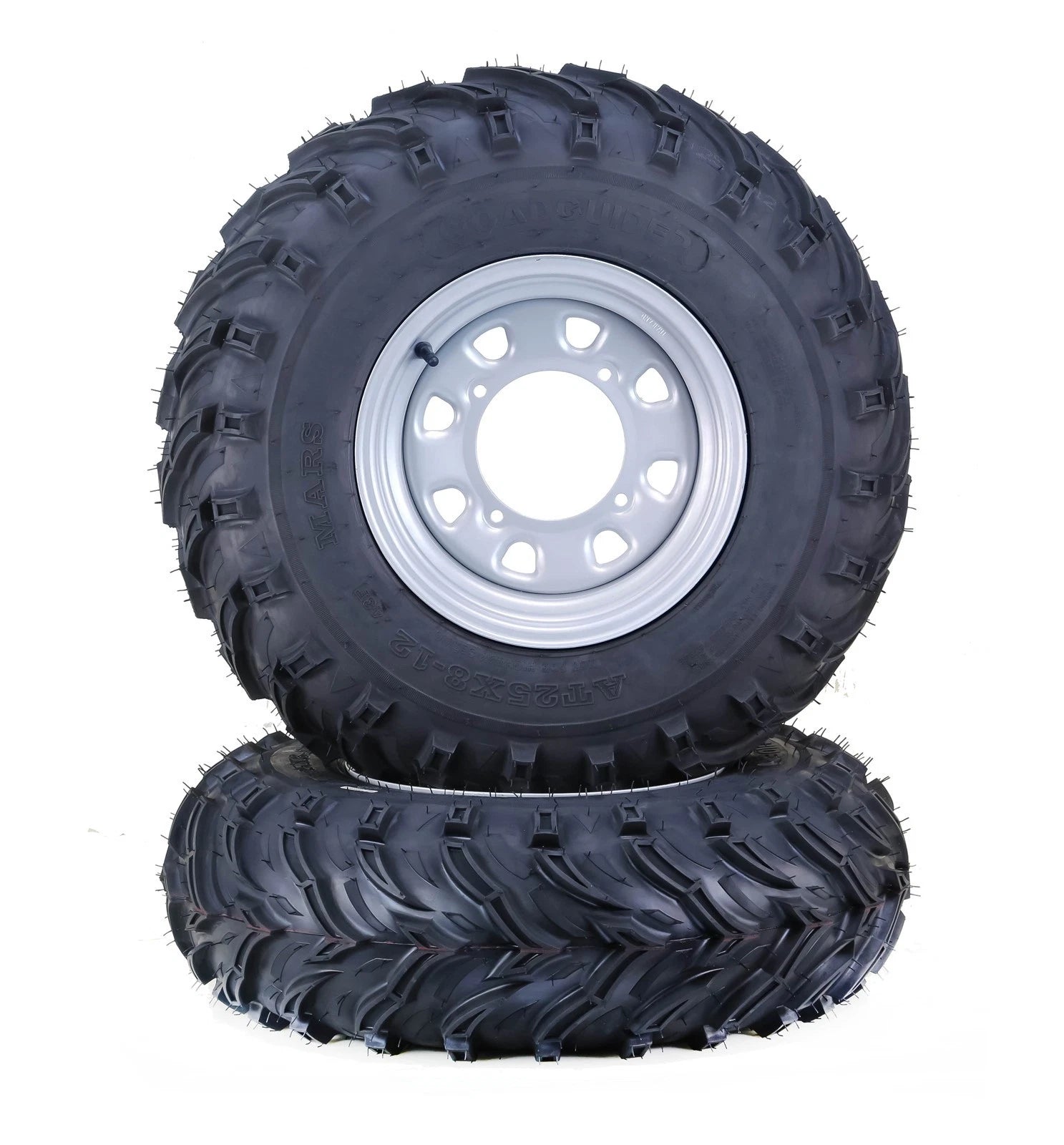 Set of 2 LIBRA ATV Tires & Wheels 26X9-12 6-Ply 4-156 PCD 4+3 Silver