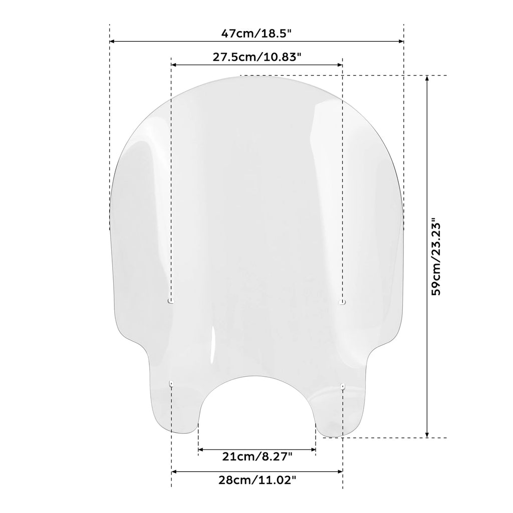 Clear Windshield with 39mm Clamps for Harley Dyna Sportster XL883 1200 (2004–2023)