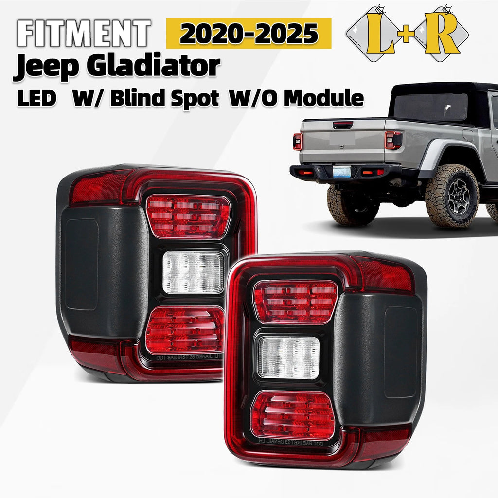 LED Tail Lights for Jeep Gladiator (2020–2026) W/BSD W/O Module Left+Right Pair
