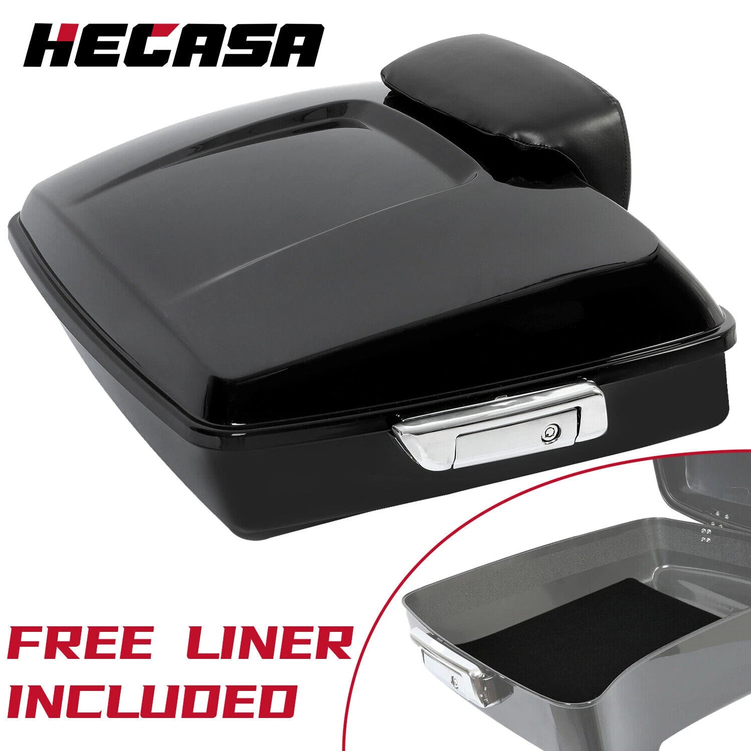 Black Chopped Pack Trunk Backrest for Harley Touring Street Road Glide (2014–2026)
