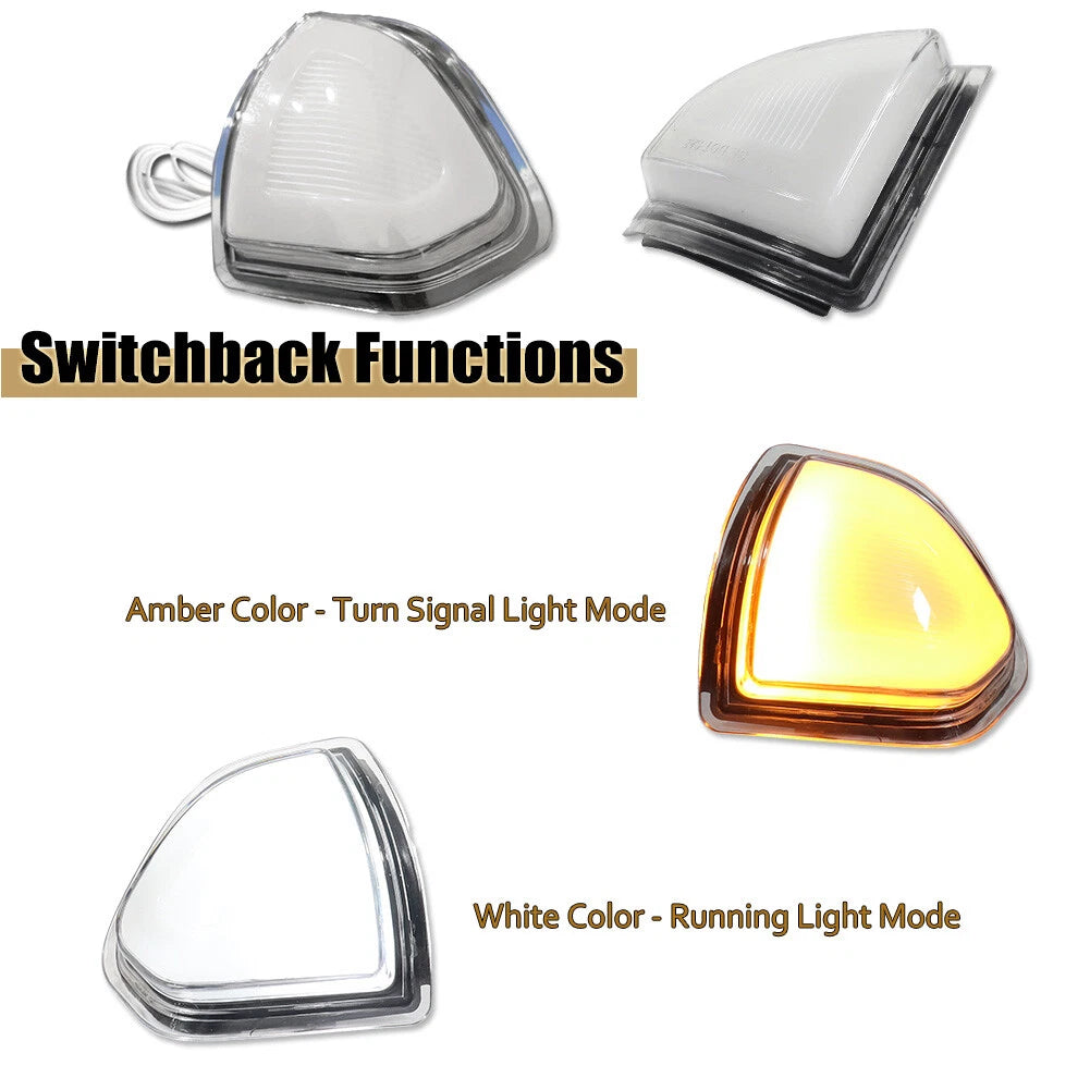 Clear Switchback LED Side Mirror Signal Lights for Dodge Ram 1500 2500 3500 (2010–2023)