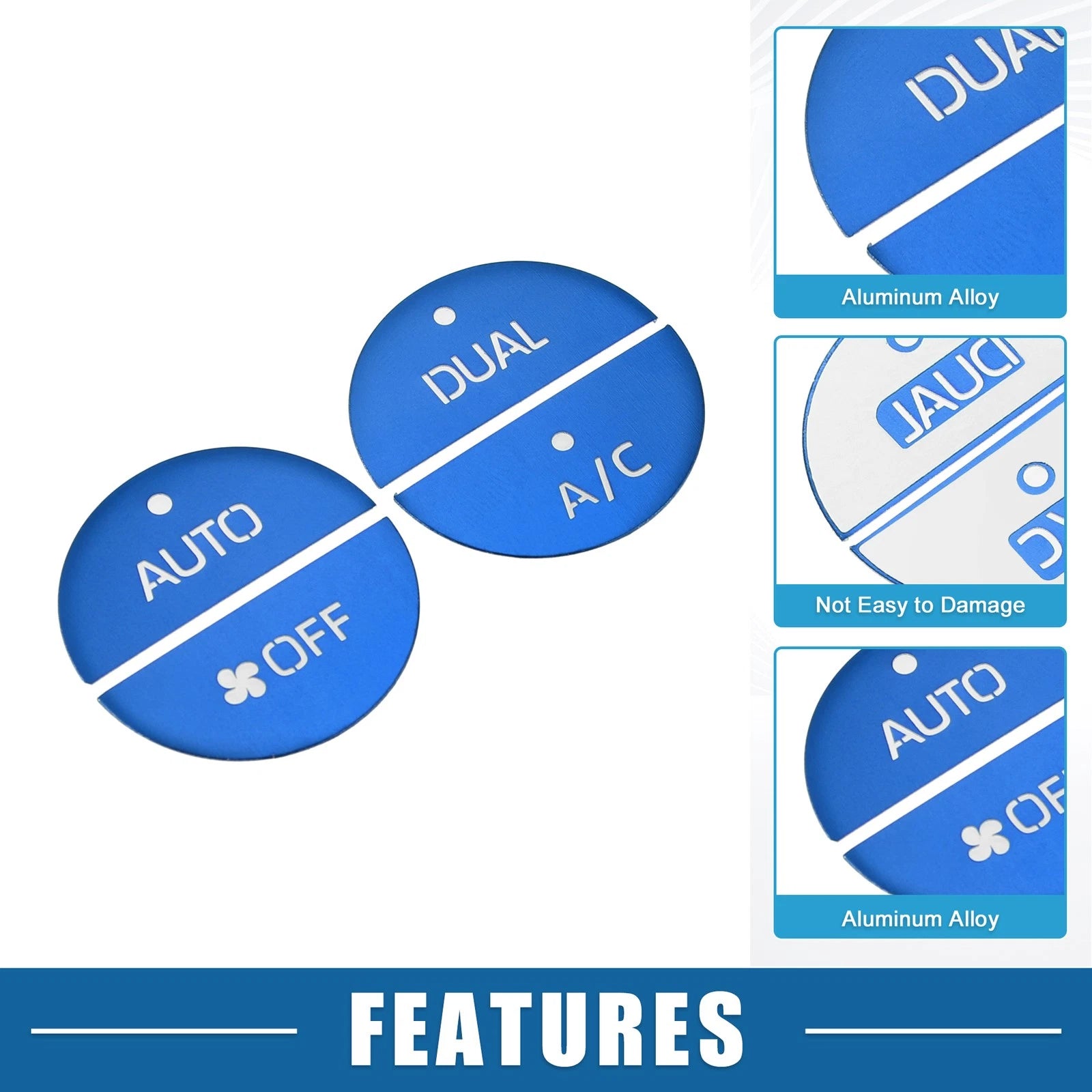 Set of 4 AC Switch Knob Cover Trim for Toyota RAV4 (2019–2022) Aluminum Blue