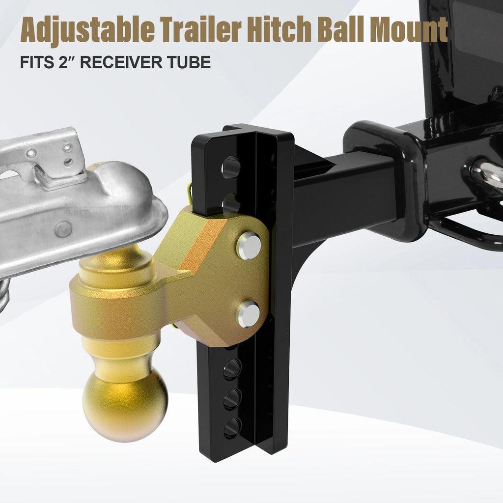 Adjustable Trailer Hitch for Various Models (2" Receiver, 6" Drop, 5-1/4" Rise)