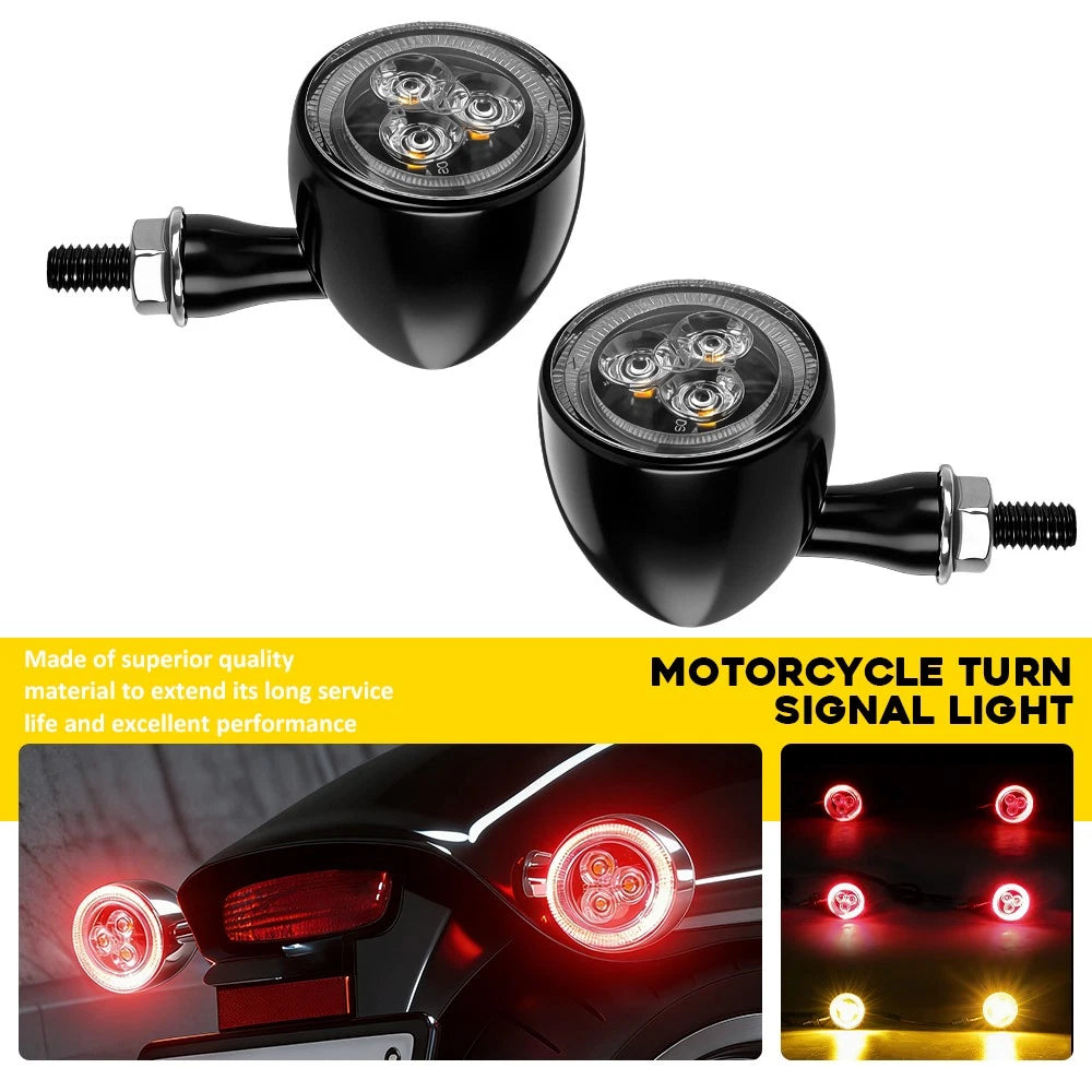 2Pcs Bullet Turn Signal Brake Light for Yamaha Harley Motorcycle