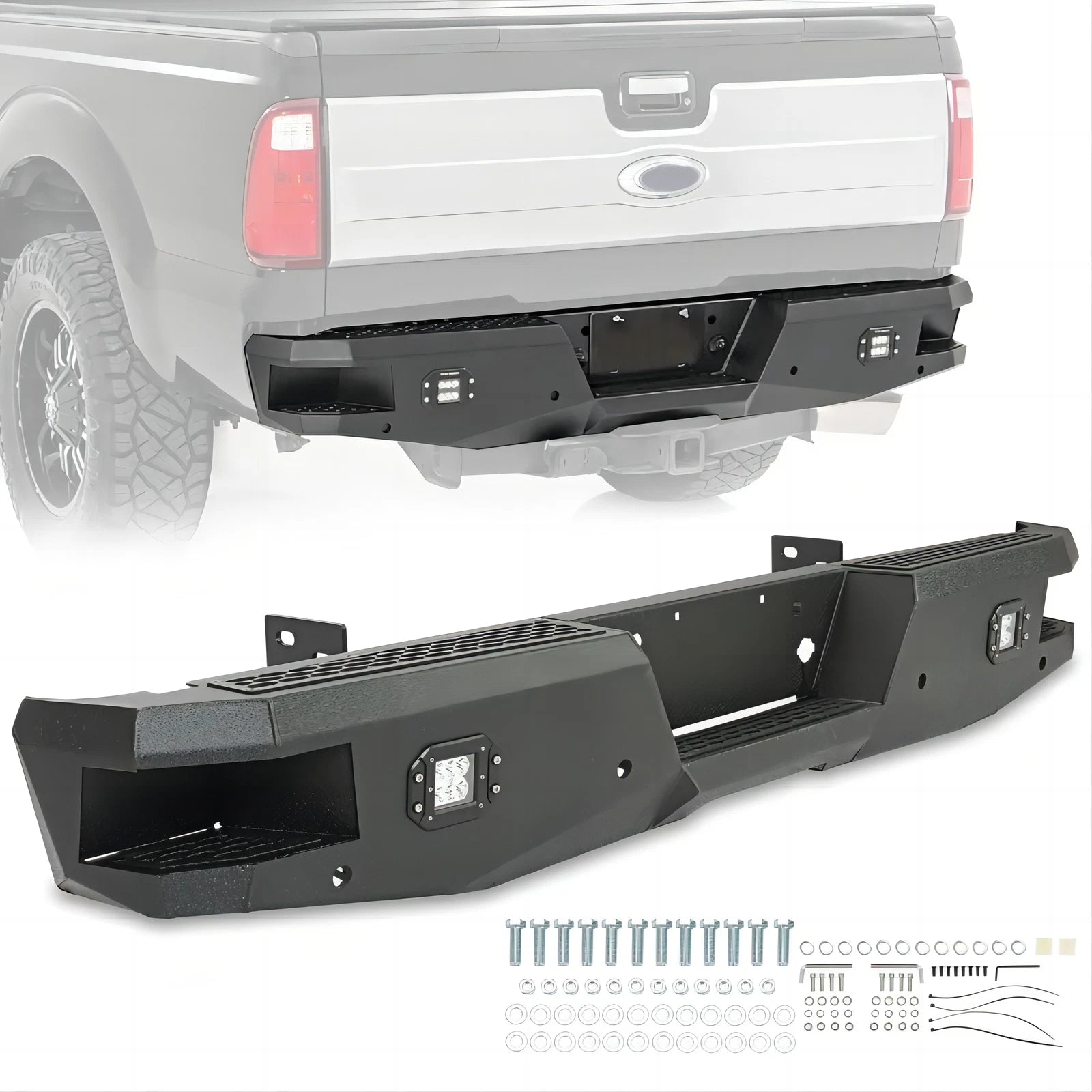 Front/Rear Bumper with LEDs for Ford F250 F350 (1999–2016)