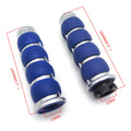 Chrome Blue Flat Top 7/8" 22mm Hand Grips for Kawasaki Mean Streak (2000–2004)