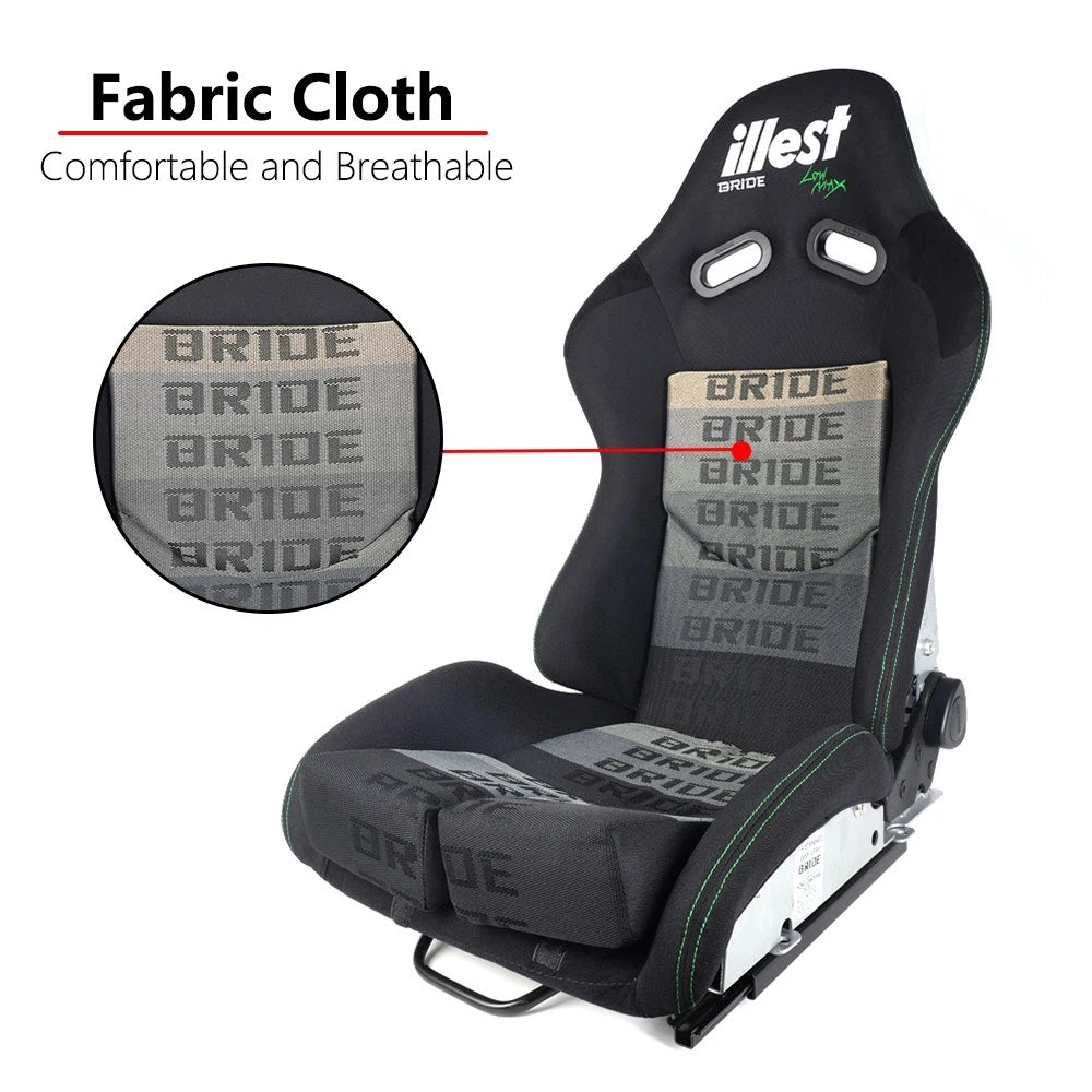 2X Bride Gradation Reclinable Racing Bucket Seat Set for Universal Fit