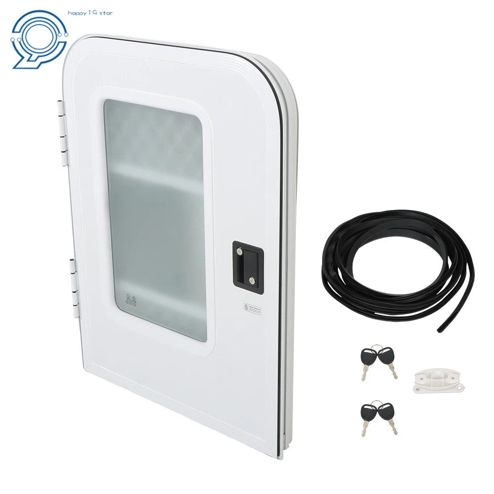 26" 36" Driver RV Entry Door for RVs (w/Radius Corners, Square Bottom, Screen Window)