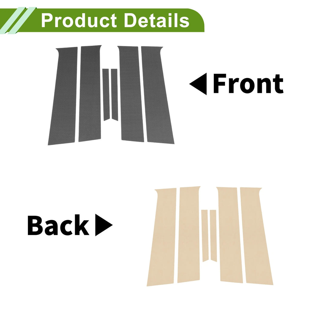 6 Pcs Pillar Window Trim for Chevy Aveo (2012–2023) Carbon Fiber Black